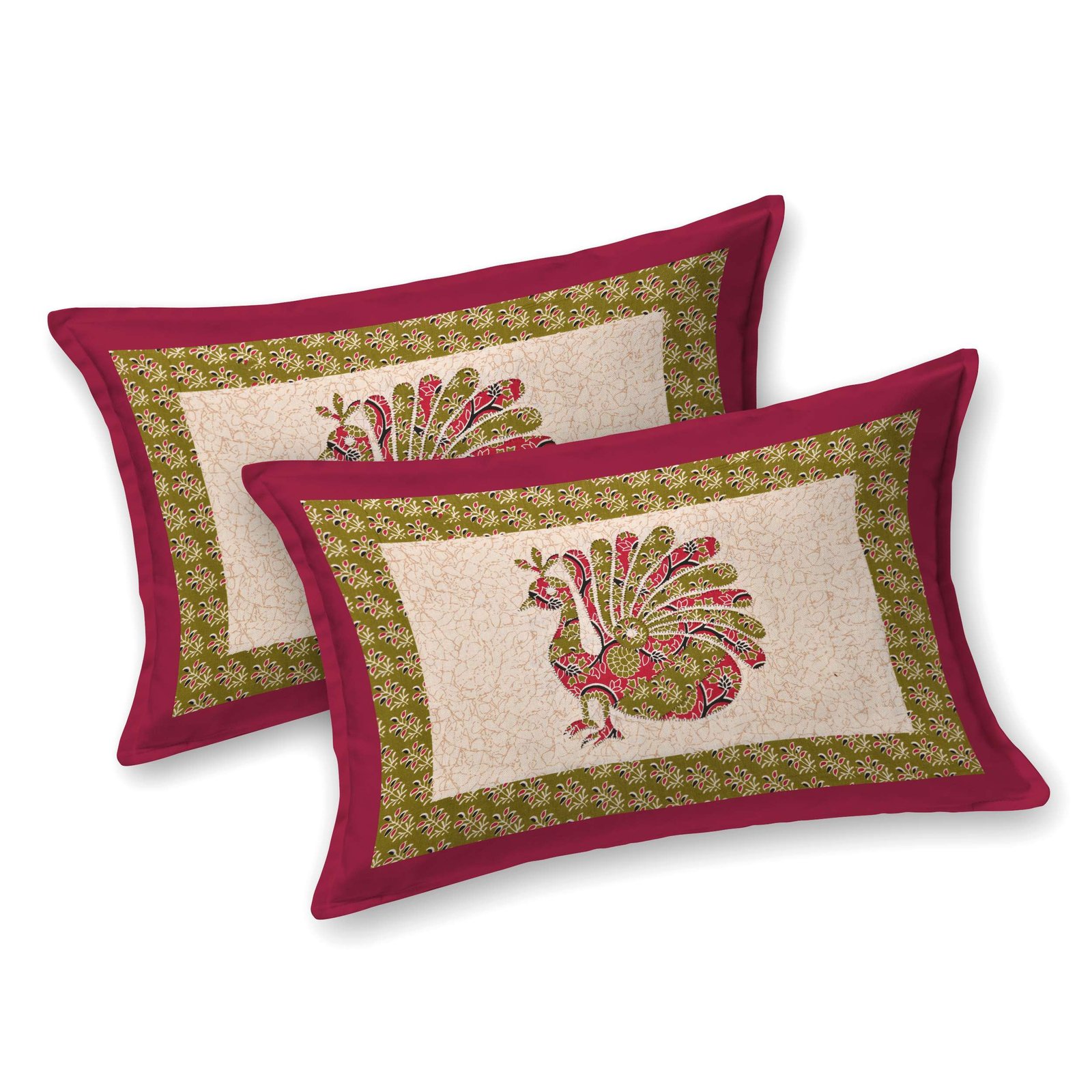 Rajasthani Traditionally Printed Cotton Doublebed Bedsheet With Pack of 2 Pillow Covers - Image 2